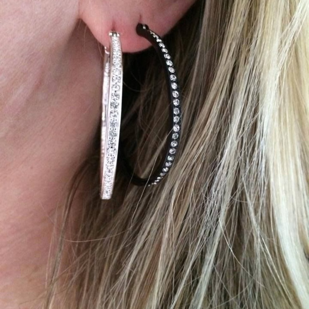 “The Kate” Silver Pavé Hoop Earrings